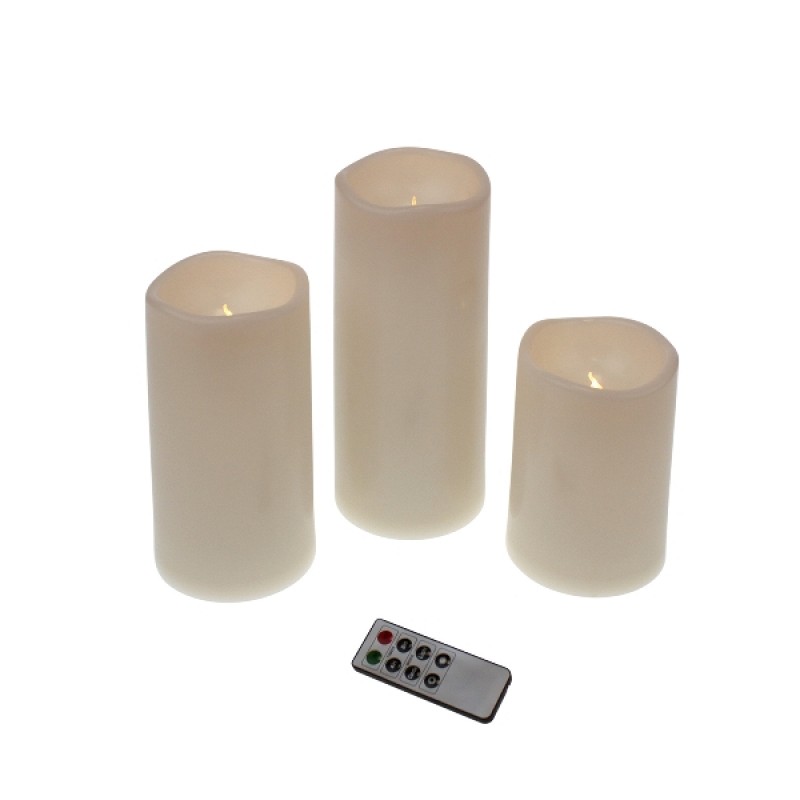 OUTDOOR LED CANDLE WITH REMOTE CNTRL SET OF 3 15 20 25